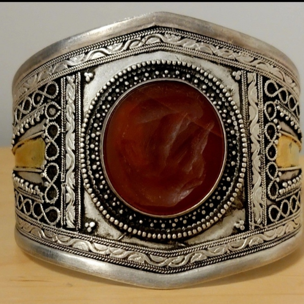 HANDMADE CARNELIAN SILVER CUFF BRACELET,925 STERLING SILVER CARNELIAN ARTISAN